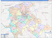Greenville-Anderson-Mauldin Metro Area Wall Map Color Cast Style